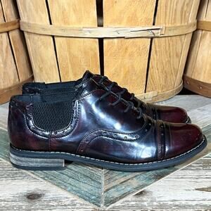Crown Vintage Cordovan Burgundy Red Faux Leather Cap Toe Oxfords Womens 8.5